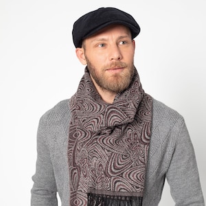 Burgundy Ethnic Pattern Wool Men Scarf, Suit Scarf, Scarves for Men ...