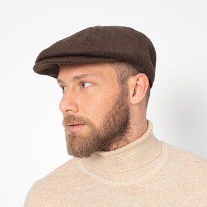 Berretto da newsboy in lana marrone scuro a 8 pannelli, cappello Peaky Blinders, cappello da panettiere, berretto da newsboy piatto irlandese Hatsquare, set di sciarpe da uomo, regalo di Natale,