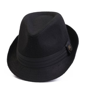 Black Fedora Polar Fleece Hat, Women Winter Hat, Hatsquare Stiff Fedora Hat, Boho Hat, Short Brim Hat, Vintage Hat, Christmas Gift