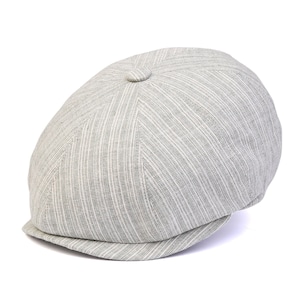 Light Green Striped Summer Linen 8 Panels Cap, Peaky Blinders Hat, Baker Boy Summer Hat,Irish flat cap, Ivy League Hat, Fathers Day Gift