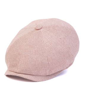 Brick Red Summer Linen 8 Panels Cap, Peaky Blinders Hat, Baker Boy Summer Hat,Irish flat cap, Gatsby Hat, Ivy League Hat