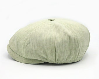 Casquette 8 panneaux en coton d'été vert doux, chapeau Peaky Blinders, chapeau d'été Baker Boy, casquette plate irlandaise, chapeau Gatsby, casquette d'été ultra légère