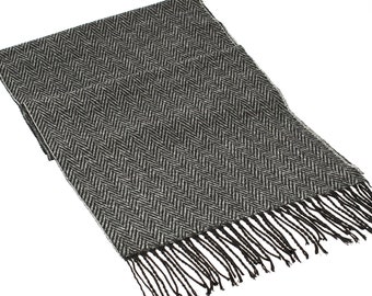 Bufanda de hombre de lana de espiga gris, bufanda de traje, bufandas coloridas para hombres, bufanda de invierno, bufanda de tela de lana, regalo de cumpleaños, regalo de Navidad