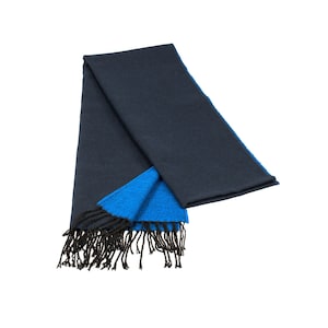 Dark Blue Bright Blue Reversible Wool Men Scarf, Suit Scarf, Scarves for Men, Winter Scarf, Wool Fabric Scarf, Birthday Gift, Christmas Gift