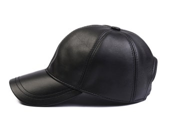 Casquette de baseball en cuir noir, casquette de baseball Hatsquare, chapeau en cuir pour femme, casquette de baseball homme réglable, cadeau de Noël, chapeau en cuir pour femme
