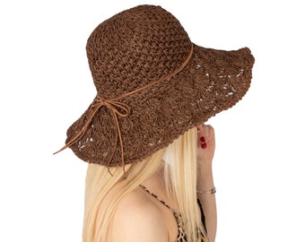 Handmade Brown Woven Sun Hat for Women – Elegant and  display picture 2