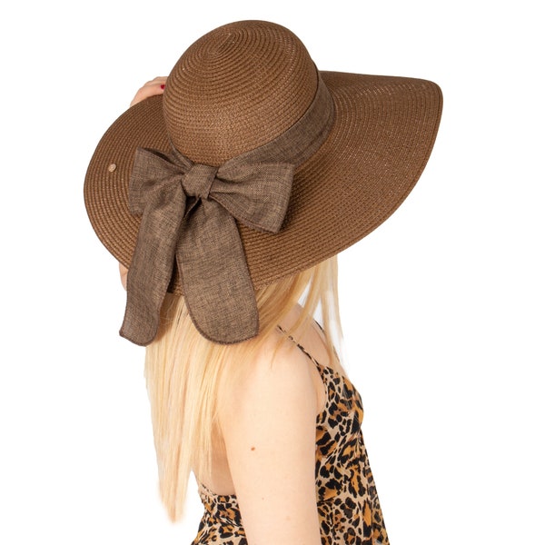 Brown Romantic Vintage Style Wide Brim Straw Hat, Holiday Hat, Women Summer Hat, Beach Hat, Boho Hat, Foldable Sun Hat, Bridesmaid Hats