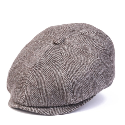 Mens Peaky Blinders Cap Big Herringbone Design Newsboy Hat Baker Boy Cap 