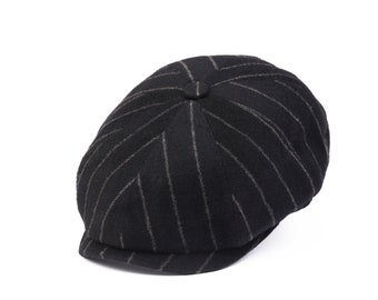 Pinstripe newsboy cap clearance