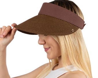 Brown Straw Visor, Women Summer Hat, Visor for Womens,  Wide Brim Hat, Beach Hat, Sun Hat, Boho Hat, Women Hat, Bridesmaid Gift