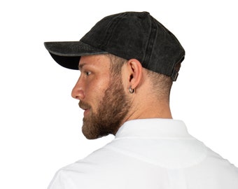 Casquette de baseball en coton noir, chapeau de baseball, casquette teintée au pigment, chapeau d'été pour hommes, casquette de baseball réglable, chapeau d'été pour femmes