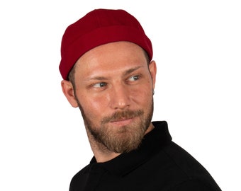 Bonnet docker en coton bordeaux, bonnet été homme, marin sans visière, casquette streetwear en coton, bonnet de docker en tissu, casquette hiphop
