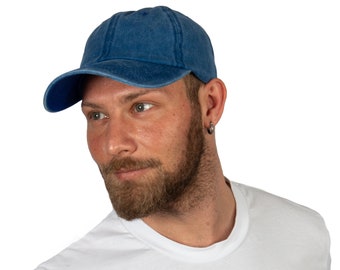 Gorra de béisbol de algodón azul, gorra de béisbol, gorra teñida con pigmentos, gorra de verano para hombre, gorra de béisbol ajustable, gorra de verano para mujer, gorra de béisbol Hatsquare