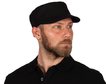 Black Summer Cotton Military Cap, Light Army Style Hat, Hatsquare Castro Cap, Man Cadet Cap, Hunting Ranger Strapback Cap, Spring Hat