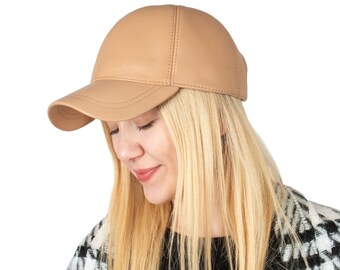 Nude leather baseball cap Yigetop Leather Baseball Cap Male Female Baseball Cap  main image 3