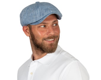 Sky Blue Cotton Summer 8 Panel Newsboy Cap, Peaky Blinders Hat, Hatsquare Baker Boy Hat, Lightweight Summer Men Hat, Wedding Groomsmen Cap