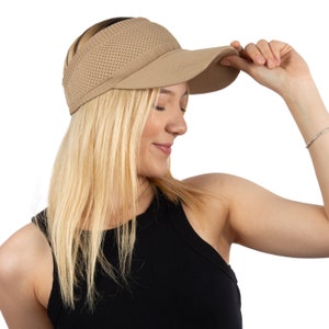 Camel Mercerized Cotton Visor, Hatsquare Women Summer Hat, Sports Visor, Wide Brim Hat, Beach Hat, Sun Hat, Boho Hat, Gardening Hat