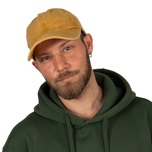 Yellow Cotton Baseball Cap, Baseball Hat, Pigment Dyed Cap, Men Summer Hat, Adjustable Baseball Cap, Women Summer Hat