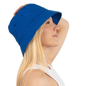 Blue Cotton Bucket Hat, Women Bucket Hat, One Size Hat, Women Summer Hat, Fisherman Hat, Hatsquare Women Hat, Travel Sun Hat
