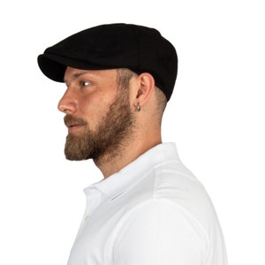 Zwarte linnen zomerpet met 8 panelen, Peaky Blinders-hoed, Hatsquare Baker Boy-hoed, Ierse platte pet, lichtgewicht zomerhoed voor heren, klimophoed