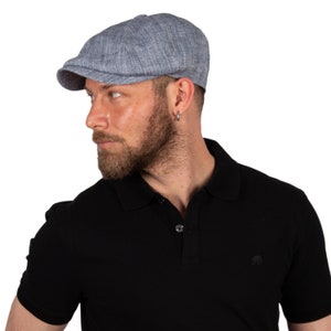 Granietblauwe katoenen zomer 8 panelen krantenverkoperpet, Peaky Blinders-hoed, Hatsquare Baker Boy-hoed, lichtgewicht zomerhoed voor heren, pet bruiloft bruidegom