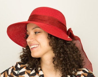 Ladies red straw hats Clearance