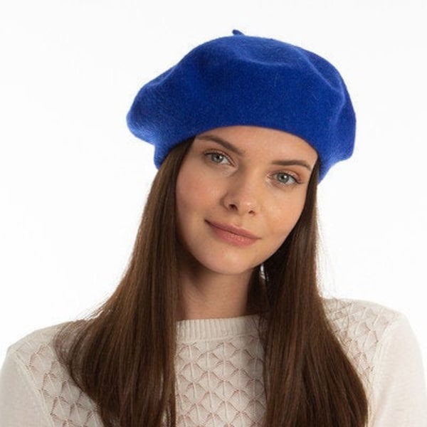 Blue French Beret , Painters Hat, Women Felt Beret, Women Winter Hat,Christmas Gift, Gift for Her