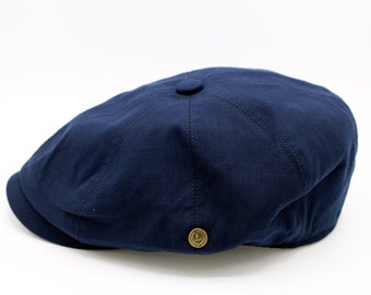 VICTORIAN PEAKY BLINDERS ROYAL BLUE REAL LEATHER CAP MEN BAKER NEWS BOY GATSBY