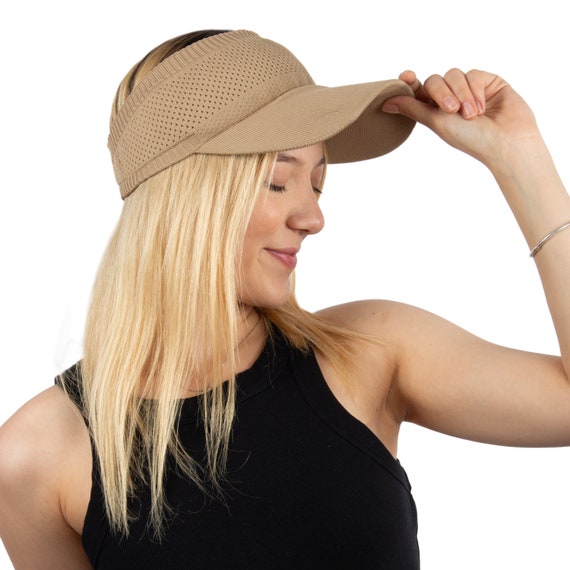 Camel Mercerized Cotton Visor, Hatsquare Women Summer Hat  display picture 1