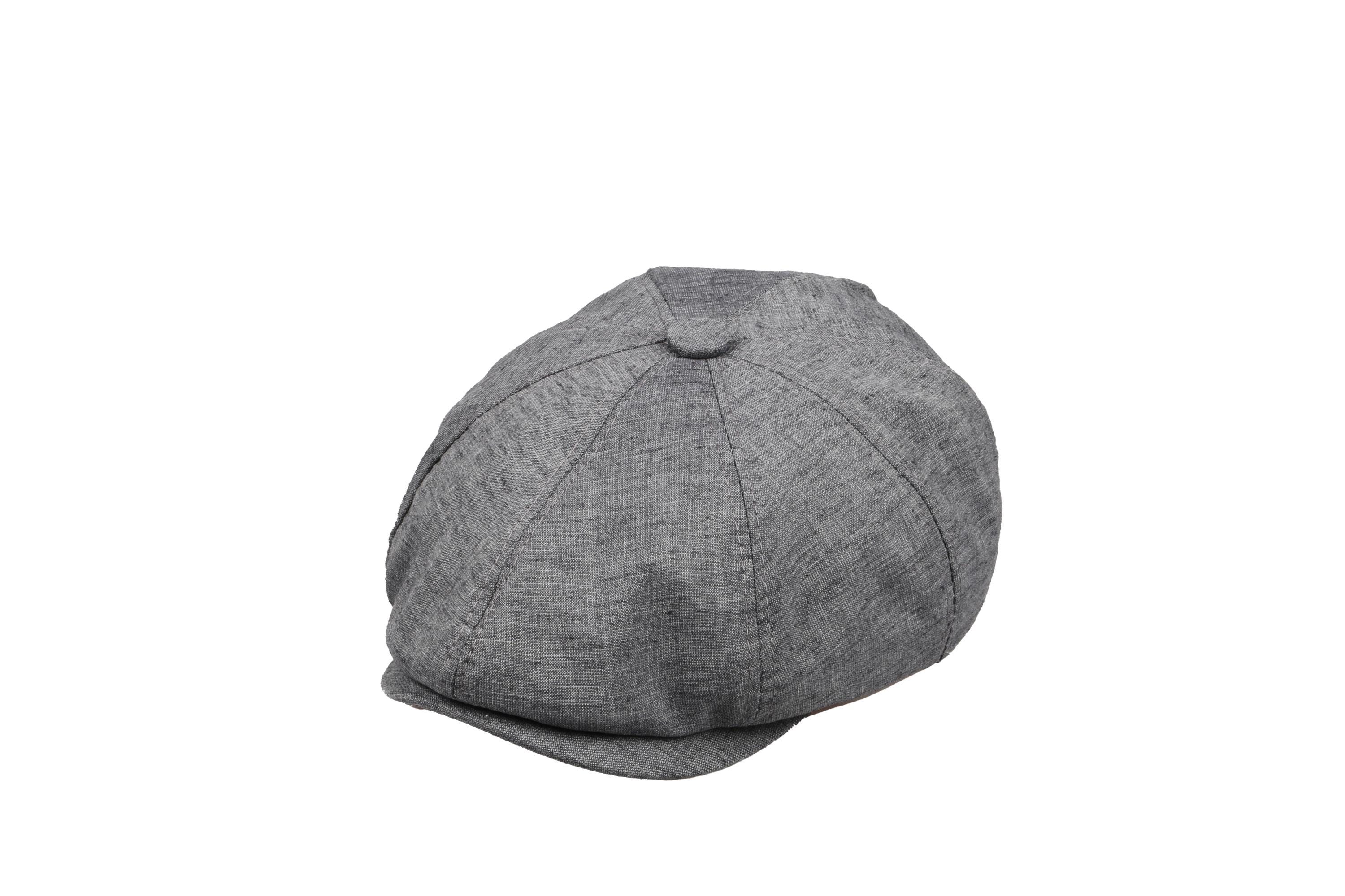 Dark Gray Linen Summer 8 Panel Newsboy Cap, Peaky Blinders Hat