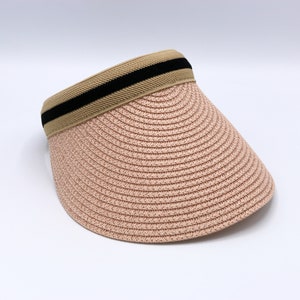 Pale Pink Straw Visor, Women Summer Hat,Visor for Womens,  Wide Brim Hat, Beach Hat, Sun Hat, Boho Hat, Women Hat