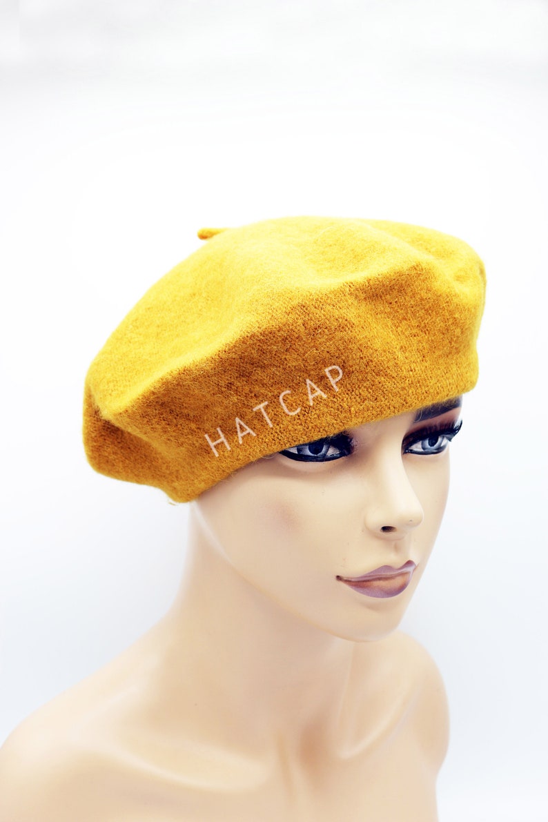 Yellow French Beret Painters Hat Women Felt Beret Women Etsy