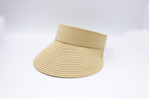 Diseñador hecho a mano ganchillo rafia visera en amarillo y blanco gorras y viseras Viseras Accesorios Sombreros y gorras Sombreros 