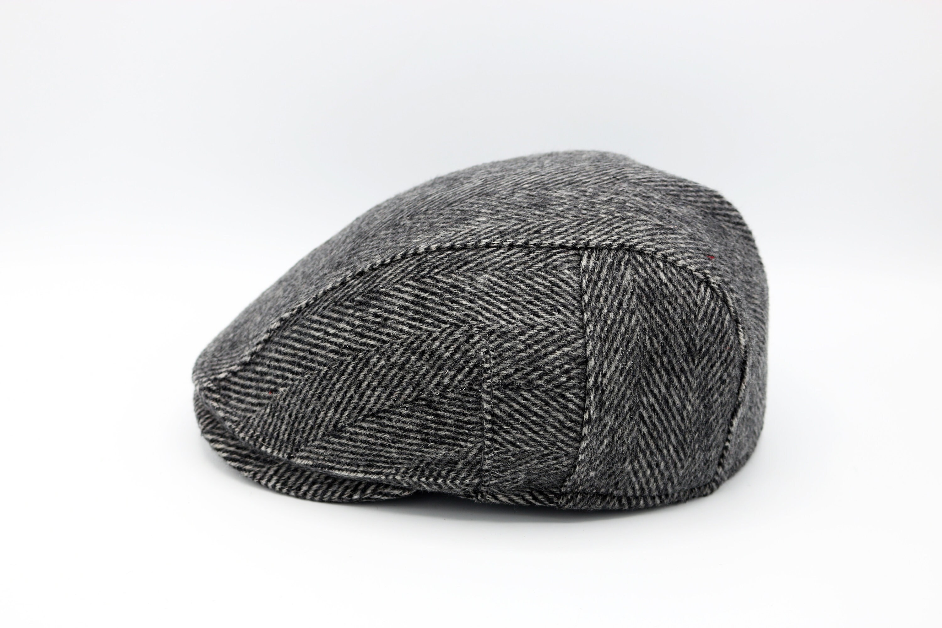 Dark Gray Herringbone Wool Flat Cap Peaky Blinders Hat Baker - Etsy