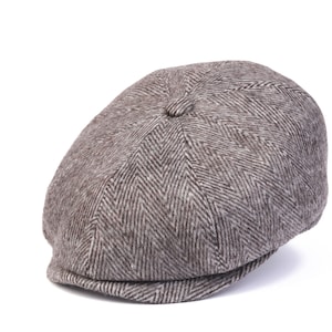 Herringbone Wool 8 Panels Newsboy Cap, Peaky Blinders Hat, Baker Boy Flat cap, Gatsby Hat, Groomsman Hat, Man Winter Hat, Paperboy Hat Brown