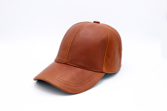 Personalized Tan Leather Baseball Cap 