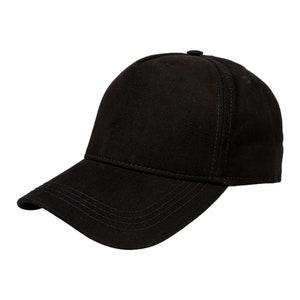 Black Cotton Fabric Baseball Cap, Hatsquare 5 Panel Baseball Hat, Men Summer Hat, Adjustable Baseball Cap, Women Hat, Sports Hat, Dad Cap image 6