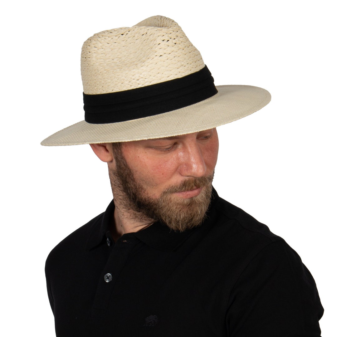 Beige Natural Panama Hat, Men Summer Raffia Hat, Ecuador Montecristi ...