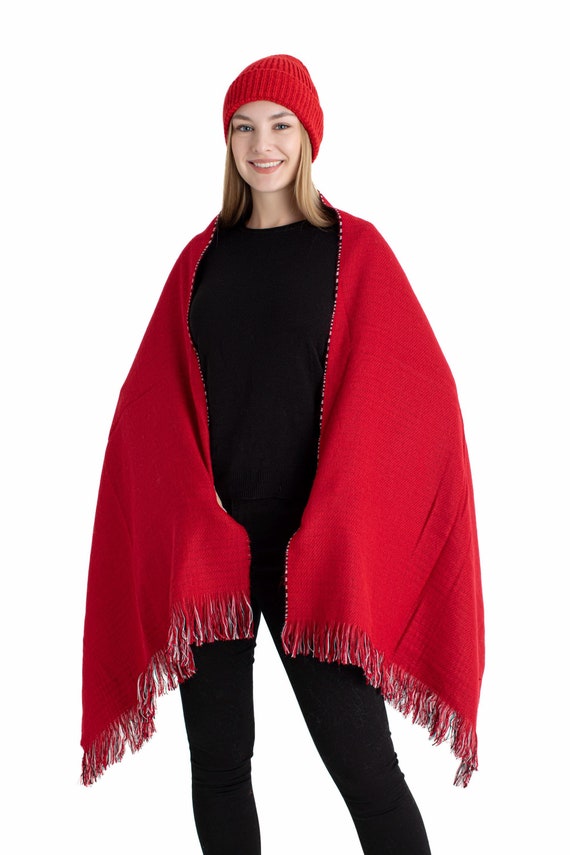 Écharpe Cerf Rouge Pour Femme - Design Jacquard Double
