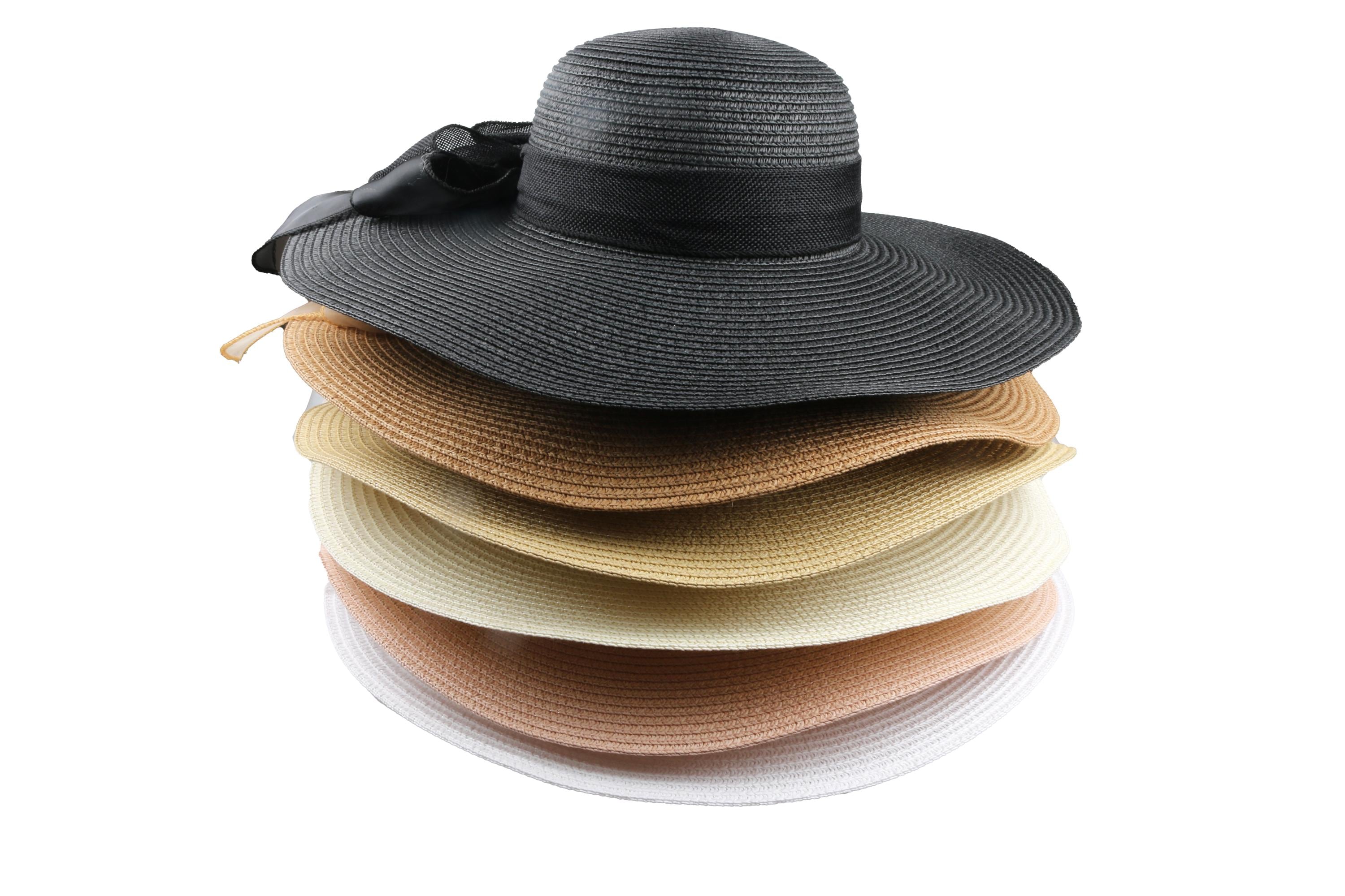 Ivory Romantic Vintage Style Wide Brim Straw Hat, Double Bow  display picture 1