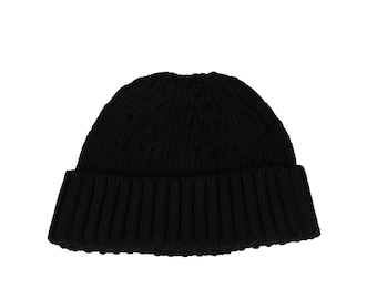 Zwarte wintervissersmuts, 18 kleuren hatsquare man docker pet, matroos militaire randloze hoed, gehaakte schedelmuts winter havenwerker hoed