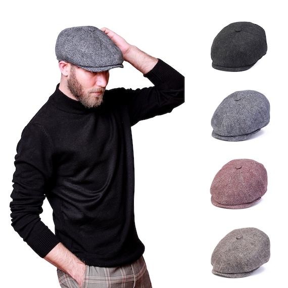 Herringbone Wool 8 Panels Newsboy Cap, Peaky Blinders Hat, Baker Boy Flat  Cap, Gatsby Hat, Groomsman Hat, Man Winter Hat, Paperboy Hat 