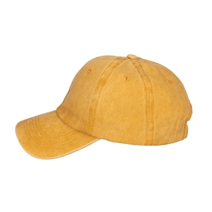 Yellow Cotton Baseball Cap, Baseball Hat, Pigment Dyed Cap, Men Summer Hat, Adjustable Baseball Cap, Women Summer Hat