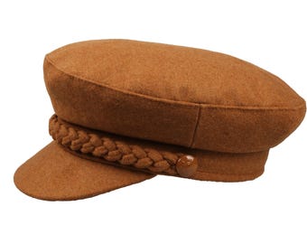 Camel Man Wool Fiddler Sailor Hat, Man Sailor Captain Hat, Skipper Officer Hat, Yachtsman Fisherman Cap, Man Cabbie Hat, Men Scarf Set