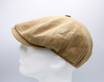 Camel Summer Linen 8 Panels Cap, Peaky Blinders Hat, Baker Boy Summer Hat, Irish flat cap, Gatsby Hat, Ivy League Hat, Groomsmen Cap