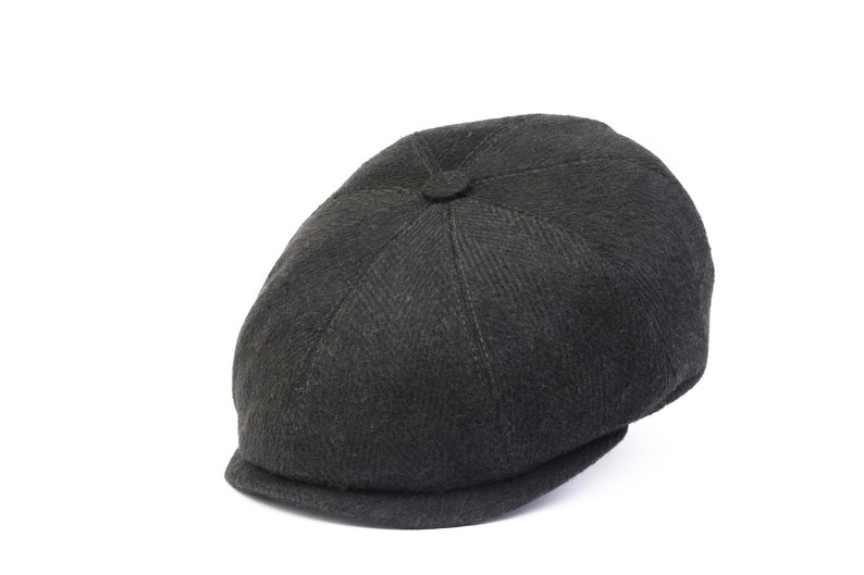 Herringbone Wool 8 Panels Newsboy Cap, Peaky Blinders Hat, Baker Boy Flat cap, Gatsby Hat, Groomsman Hat, Man Winter Hat, Paperboy Hat Dark Green