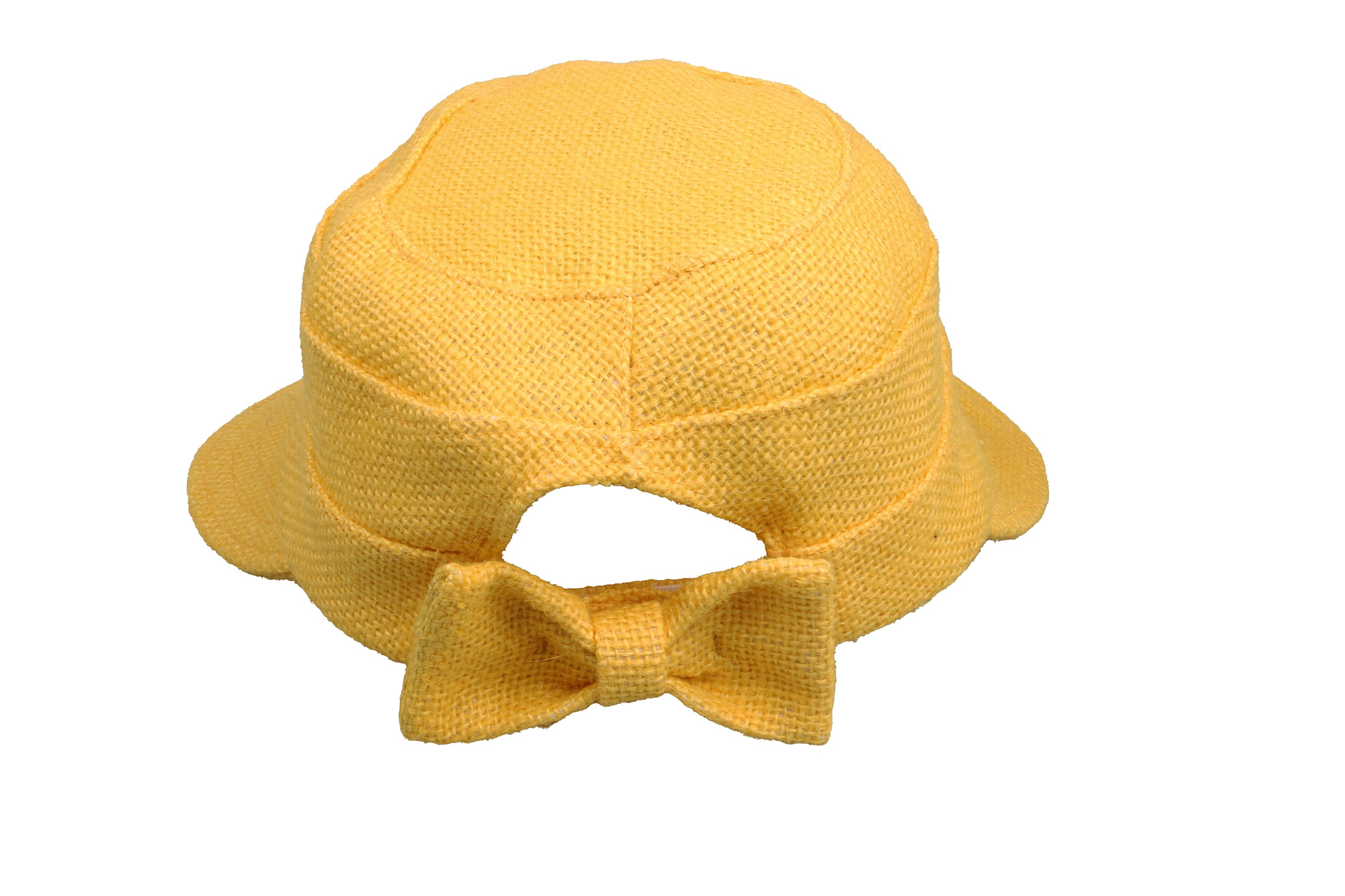 Yellow Romantic Bow Style Wide Brim Jute Hat, Holiday Hat  display picture 1