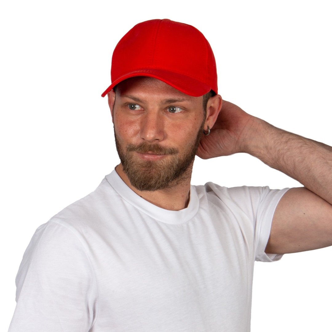 Red-orange Cotton Fabric Baseball Cap, Hatsquare Baseball Hat, Men