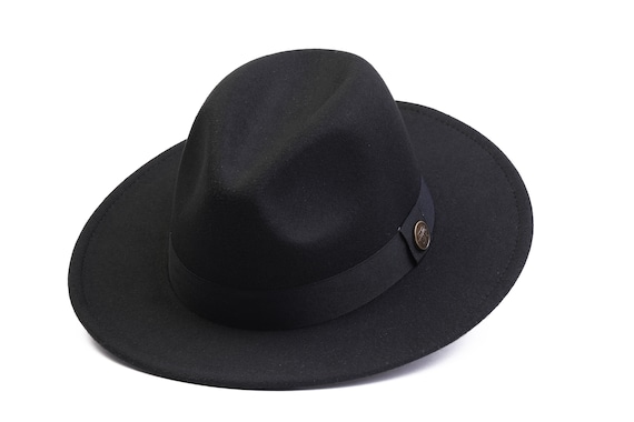 Fedora hat, wide brim hat, vegan felt hat, flat brim hat