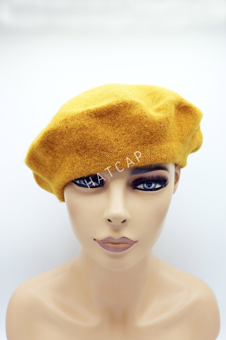 Yellow French Beret Painters Hat Women Felt Beret Women Etsy
